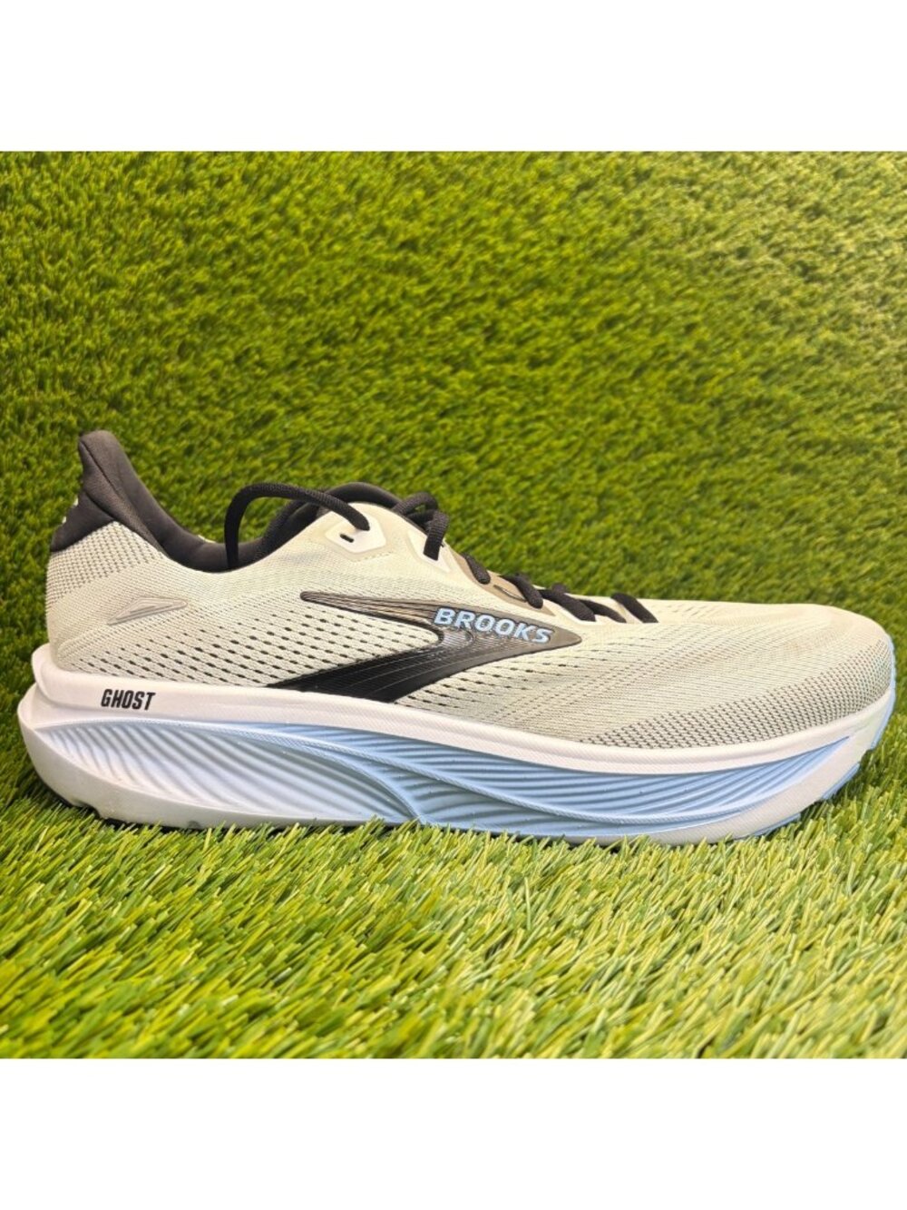 Brooks Ghost 18 Mens Size 12.5 Gray Black Blue Athletic Running Shoes Sneakers